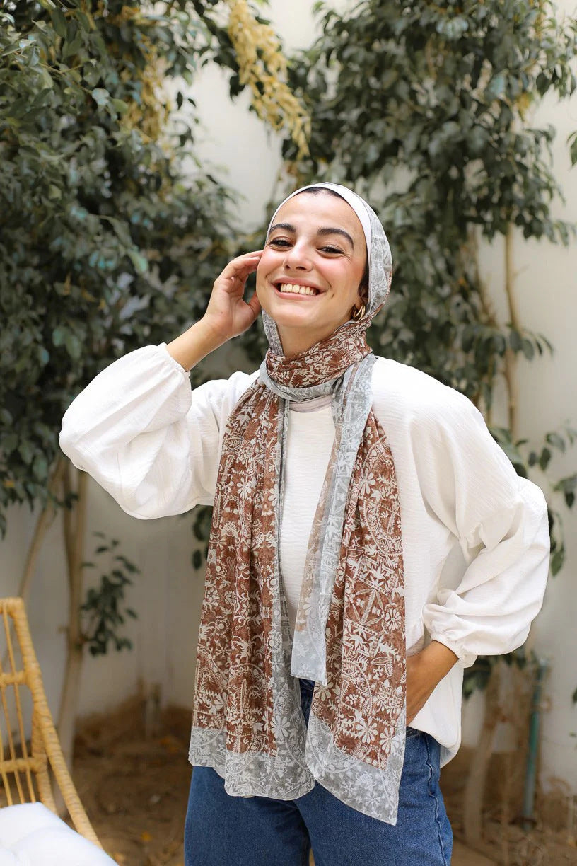 Satin Printed Hijab Printed Shawl Headscarf