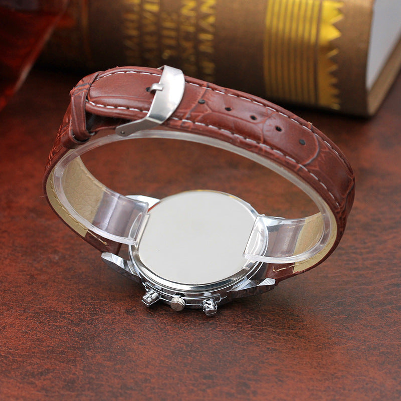 Blue Glass Belt Men's Watch Fashion Gift Quartz Watch