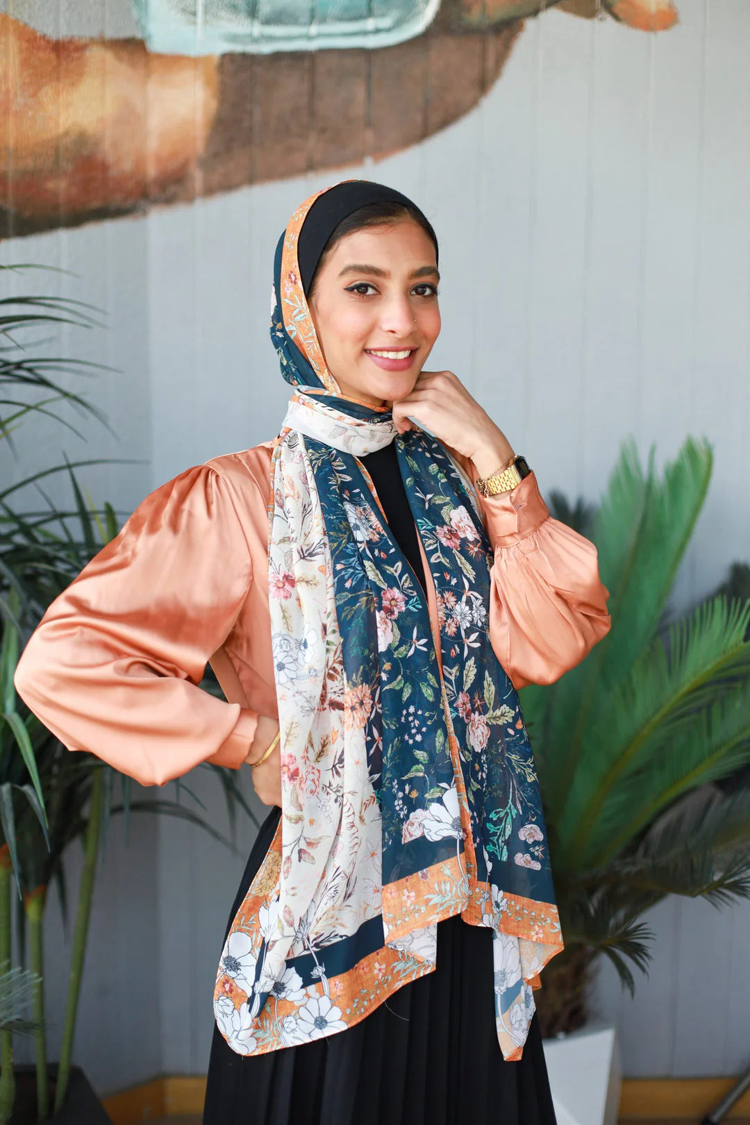 Satin Printed Hijab Printed Shawl Headscarf