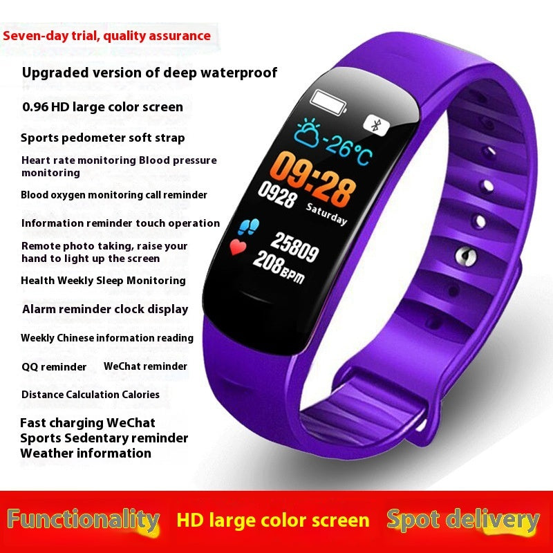 C1 Blood Pressure Heart Rate Waterproof Color Screen Bluetooth Pedometer Sports Watch