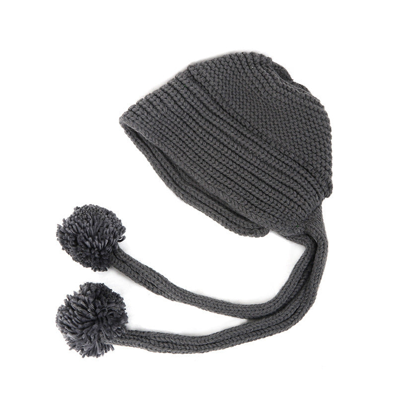 Women's Hand Knitted Long Lace-up Beanie Hat