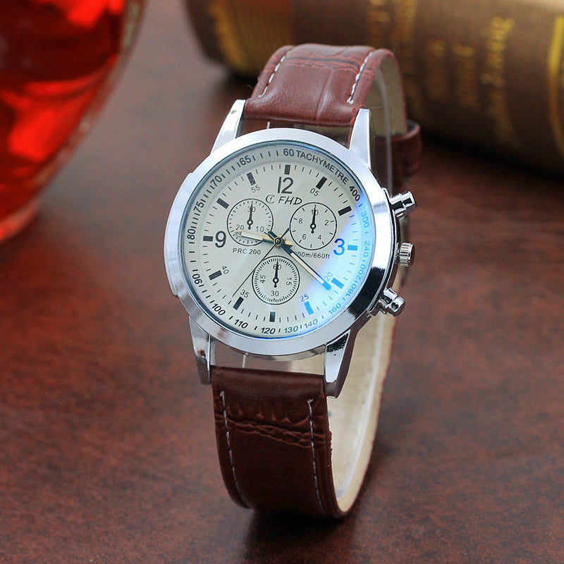 Blue Glass Belt Men's Watch Fashion Gift Quartz Watch
