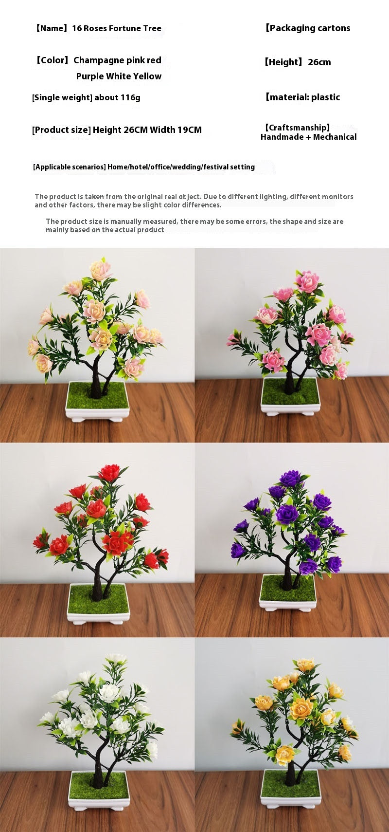 Artificial Flower Rose Plant Bonsai Table Decorative Ornaments