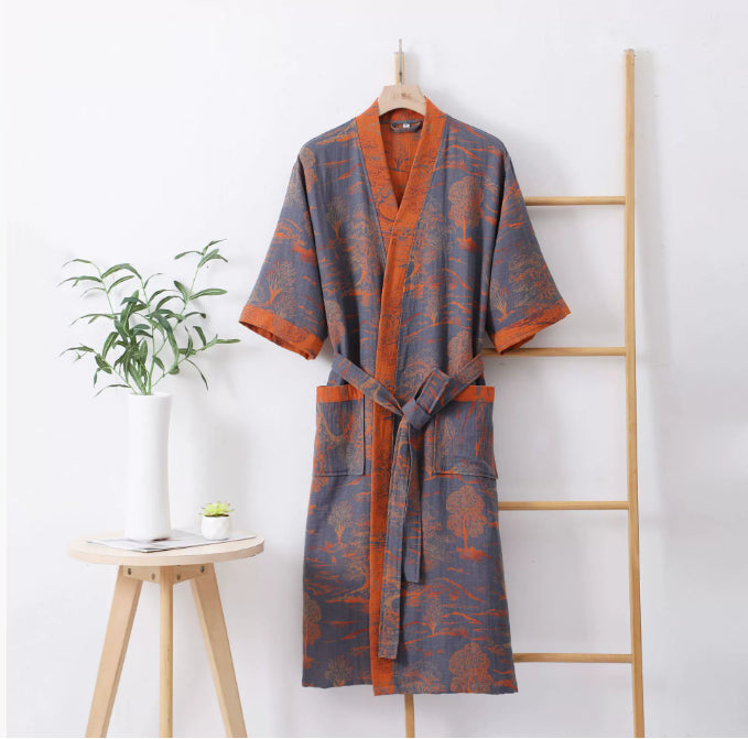 Pure Cotton Double-layer Gauze Bathrobe Spring And Summer Thin