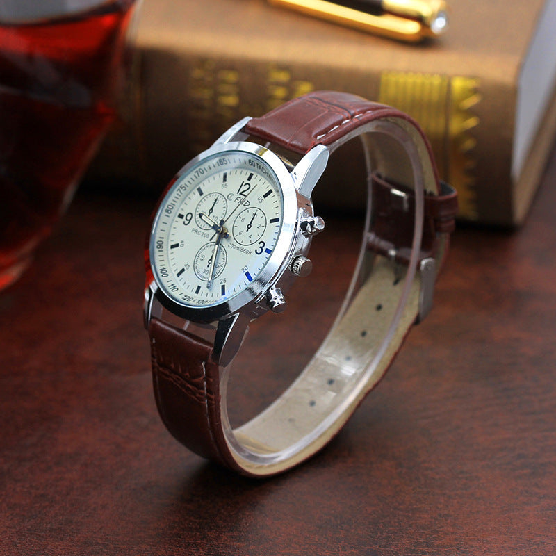 Blue Glass Belt Men's Watch Fashion Gift Quartz Watch