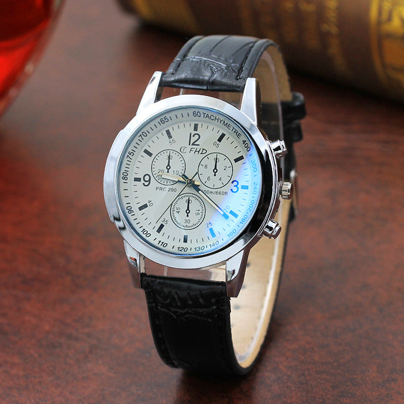 Blue Glass Belt Men's Watch Fashion Gift Quartz Watch
