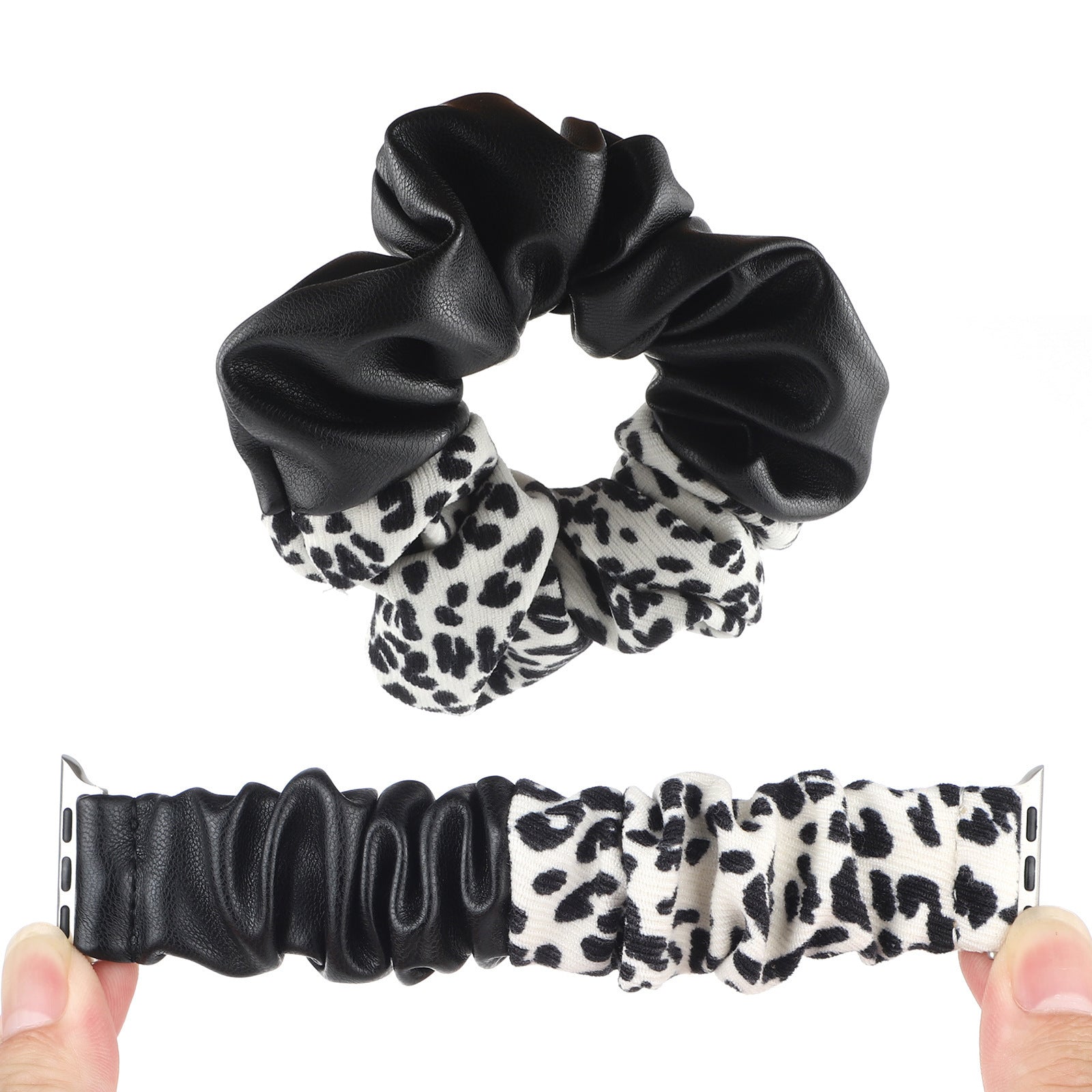 Stitching Cloth Hair Ring Strap Se Leopard Print Large Intestine Ring Watch Strap