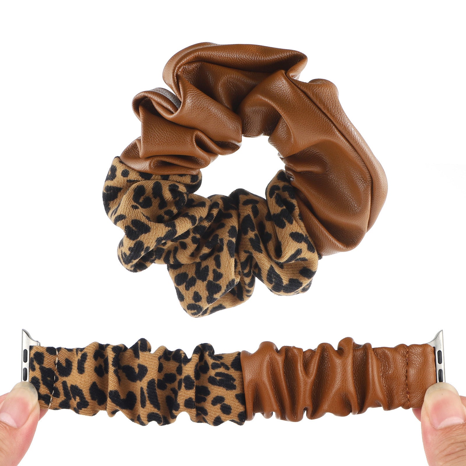 Stitching Cloth Hair Ring Strap Se Leopard Print Large Intestine Ring Watch Strap