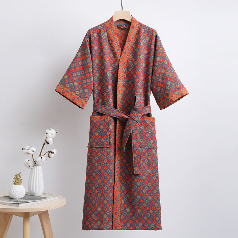 Pure Cotton Double-layer Gauze Bathrobe Spring And Summer Thin