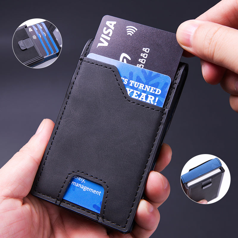 Men’s Slim RFID Wallet – Pop-Up Card Holder & Money Clip