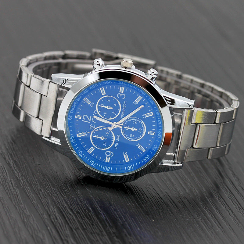 Blue Glass Belt Men's Watch Fashion Gift Quartz Watch
