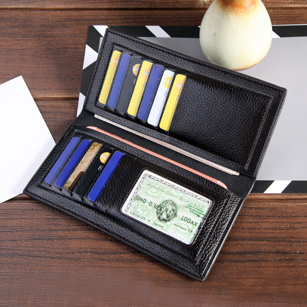 Soft leather long slim wallet