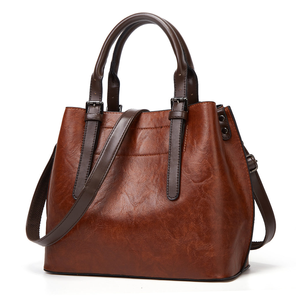Retro Handbag Contrast Shoulder Women Bag Big Bag