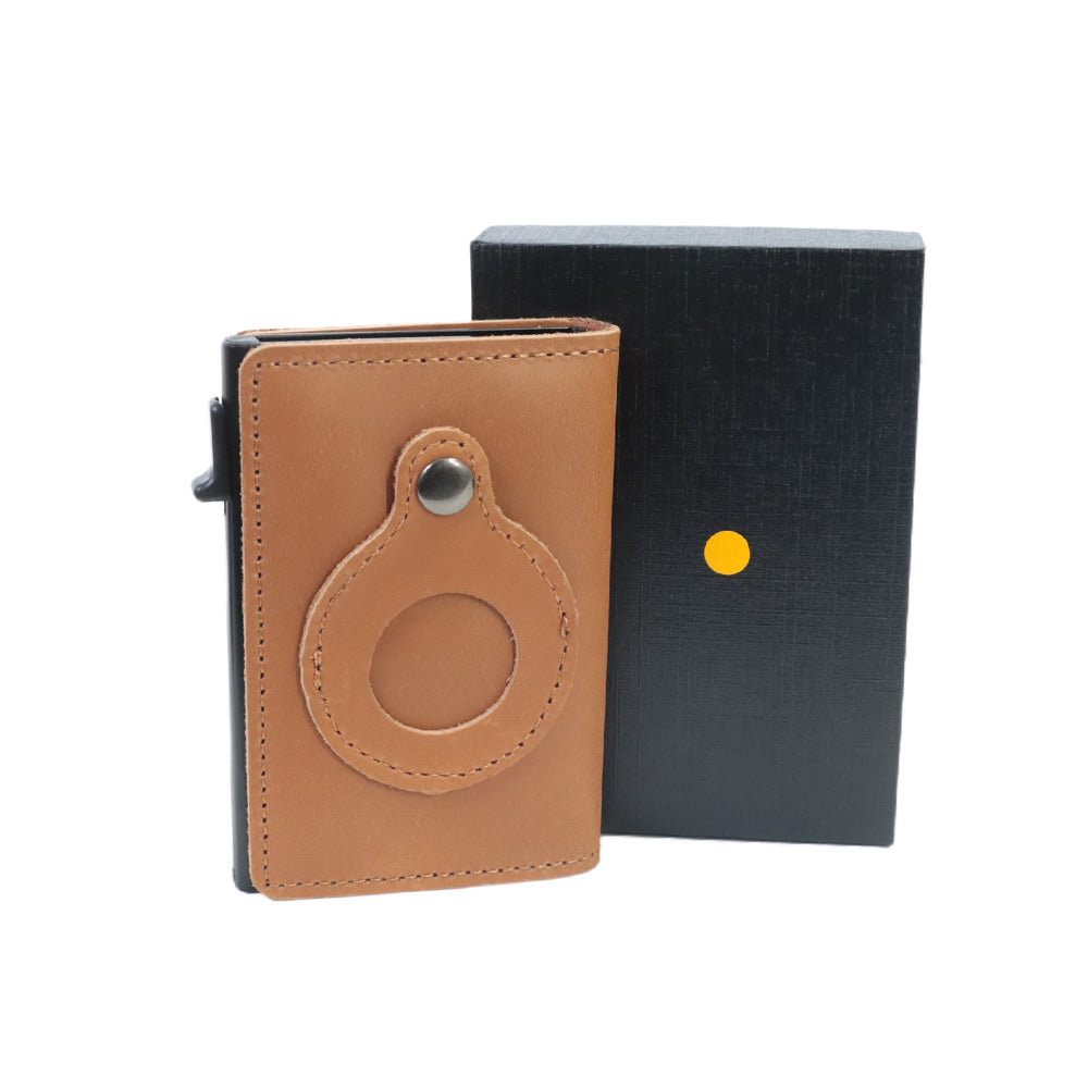 Minimalist Men’s Leather Wallet – AirTag Holder, Slim RFID Design