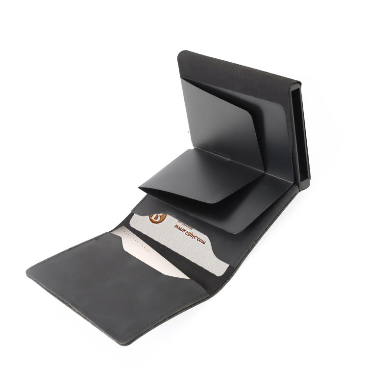 Minimalist Men’s Leather Wallet – AirTag Holder, Slim RFID Design