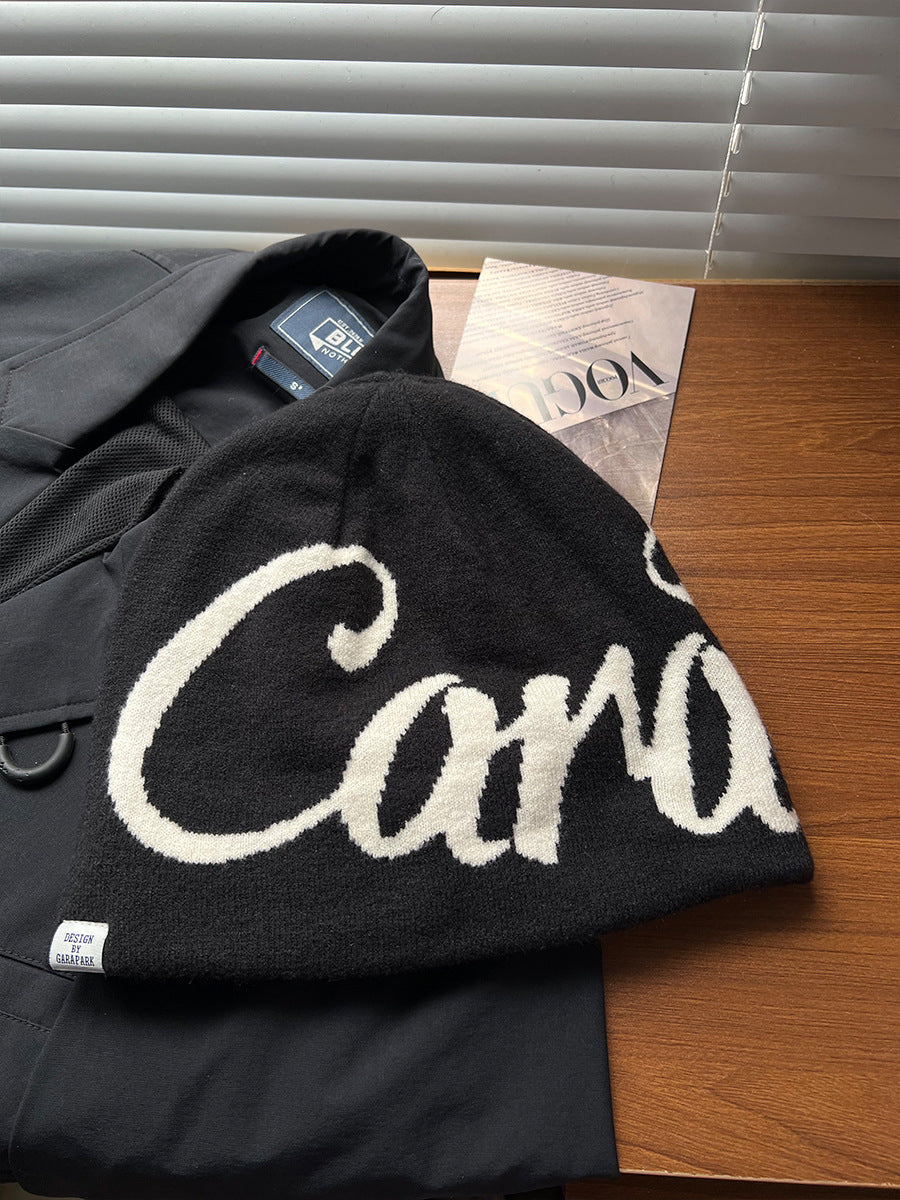 American Street Sleeve Cap Thick Double Layer Beanie Hat