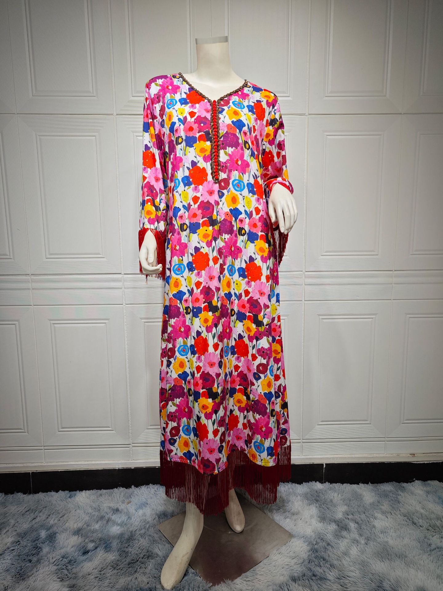 Women's Bronzing Printed Casual Dubai Muslim Robe