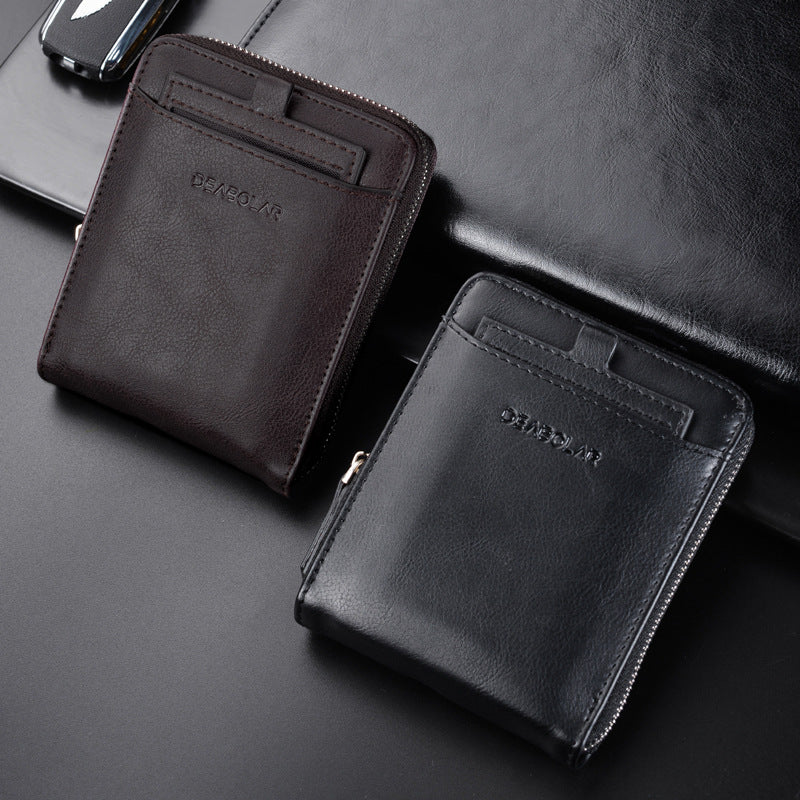Mens Retro Multi-Card Zipper Wallet