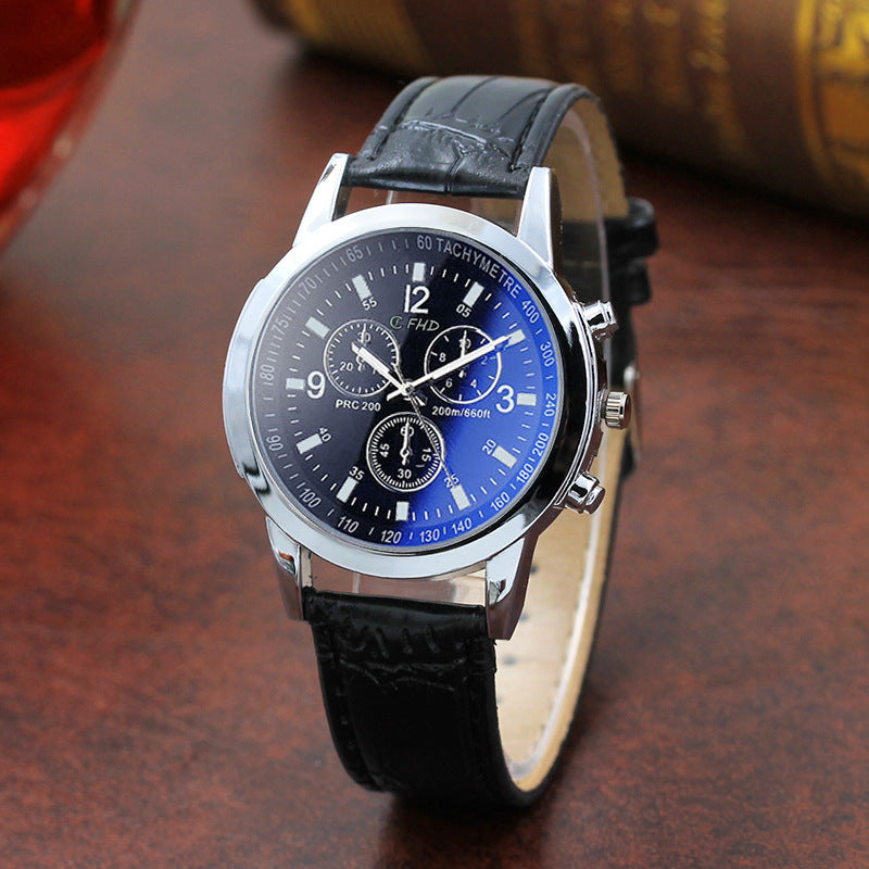 Blue Glass Belt Men's Watch Fashion Gift Quartz Watch