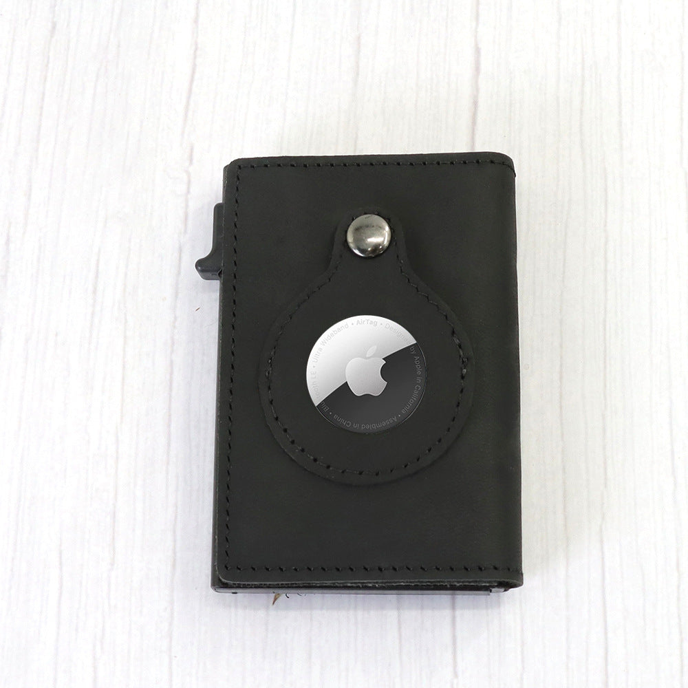 Minimalist Men’s Leather Wallet – AirTag Holder, Slim RFID Design