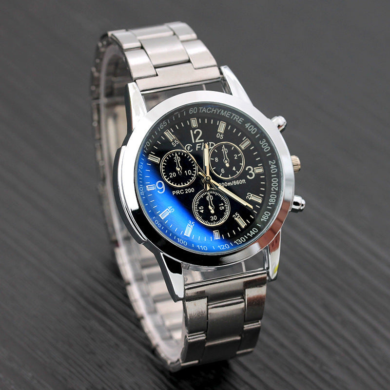 Blue Glass Belt Men's Watch Fashion Gift Quartz Watch
