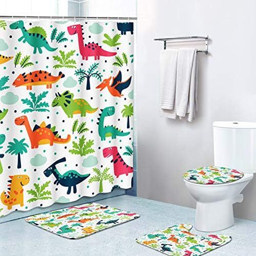 Decorative Artificial Plants Shower Curtain Textile Washable