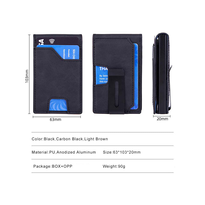 Men’s Slim RFID Wallet – Pop-Up Card Holder & Money Clip