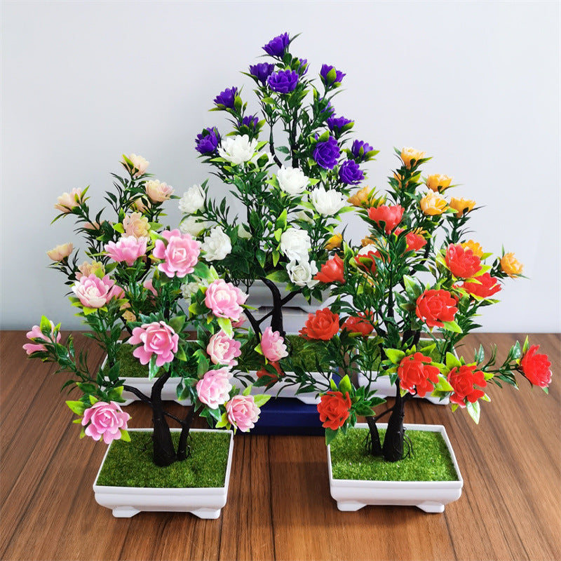 Artificial Flower Rose Plant Bonsai Table Decorative Ornaments