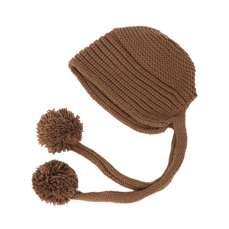 Women's Hand Knitted Long Lace-up Beanie Hat