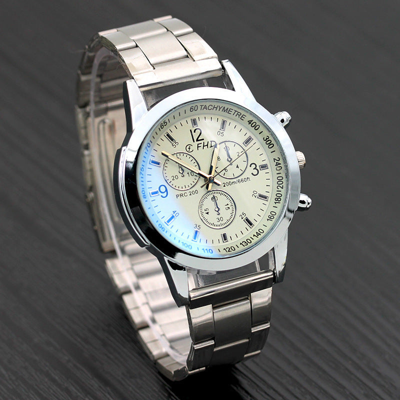 Blue Glass Belt Men's Watch Fashion Gift Quartz Watch
