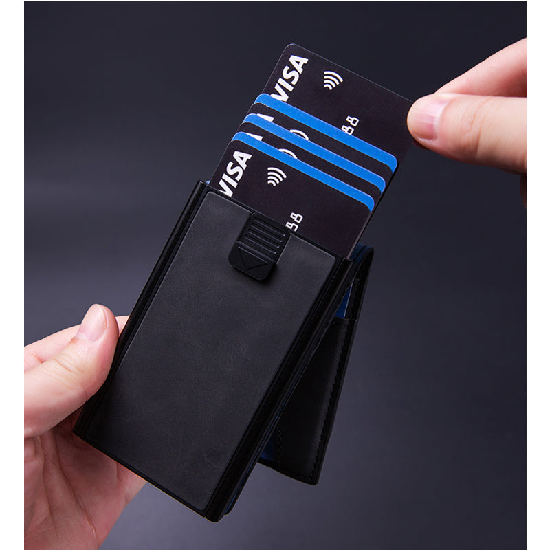 Men’s Slim RFID Wallet – Pop-Up Card Holder & Money Clip
