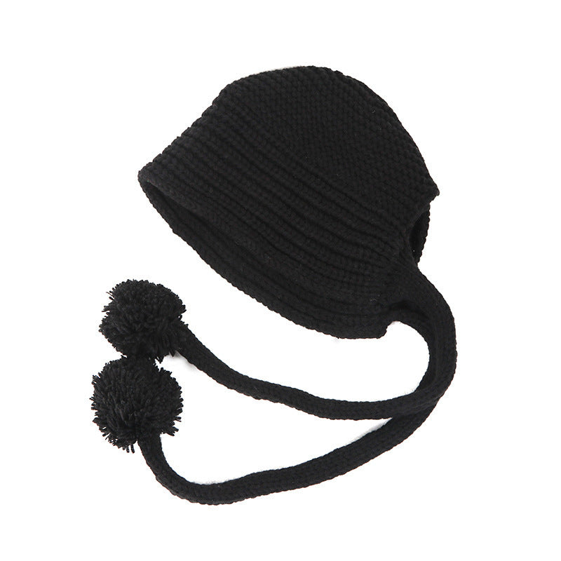 Women's Hand Knitted Long Lace-up Beanie Hat