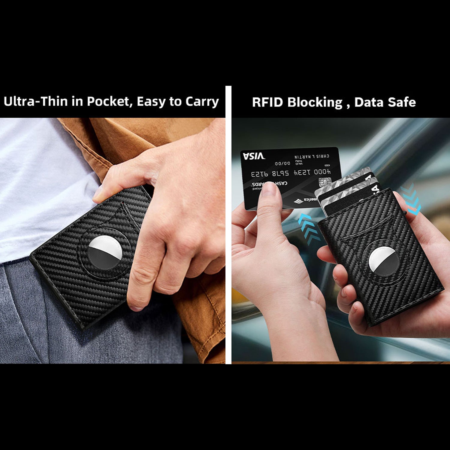 Mens Minimalist Trifold Microfiber Wallet