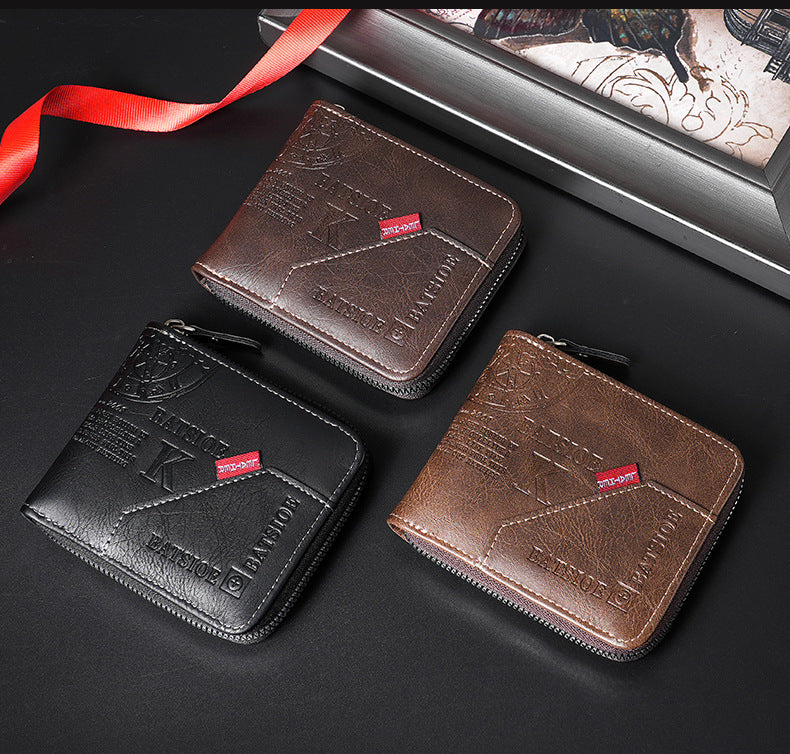 European And American Mens Vintage Bi-Fold Wallet