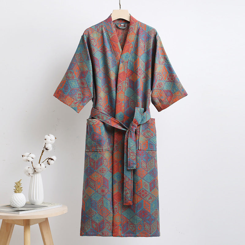 Pure Cotton Double-layer Gauze Bathrobe Spring And Summer Thin