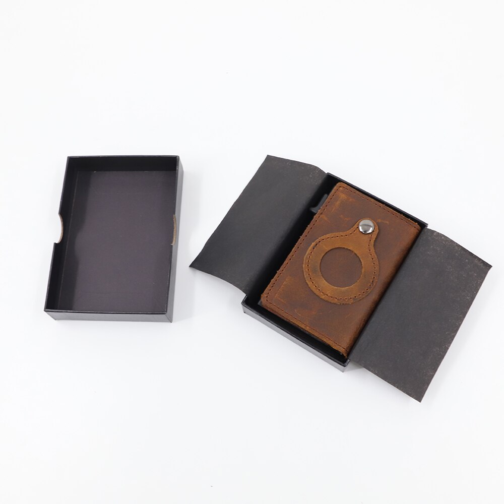 Minimalist Men’s Leather Wallet – AirTag Holder, Slim RFID Design
