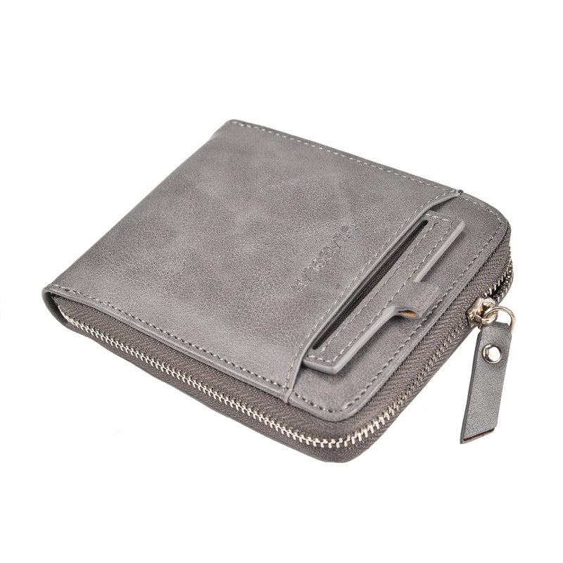 Mens Retro Multi-Card Zipper Wallet