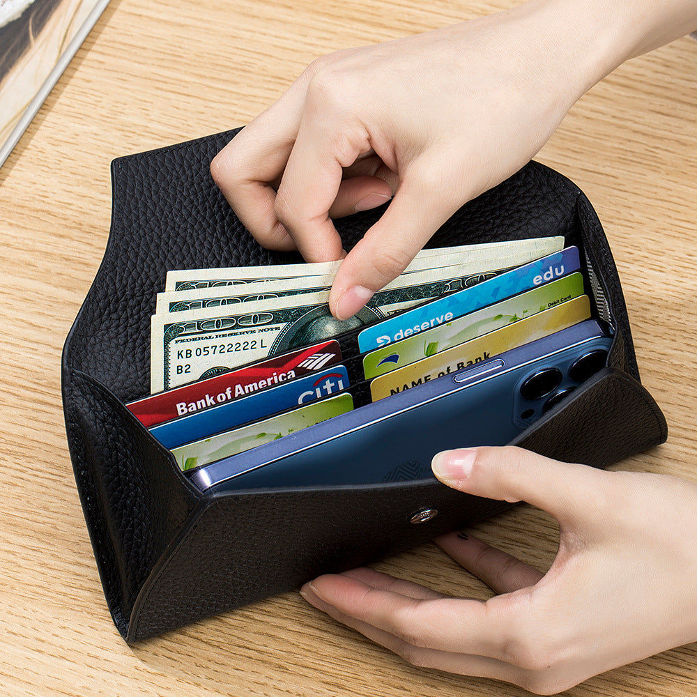 First Layer Cowhide Minimalist Creative All-matching Long Wallet