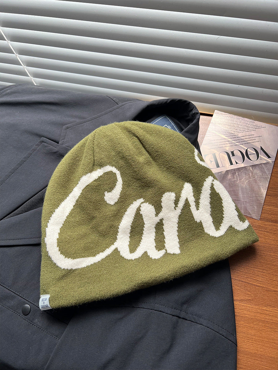 American Street Sleeve Cap Thick Double Layer Beanie Hat