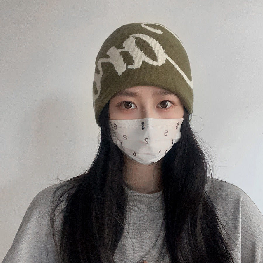 American Street Sleeve Cap Thick Double Layer Beanie Hat